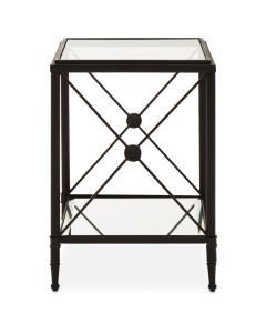 Axis Square Glass Side Table In Black Metal Frame