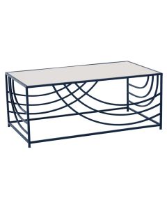 Logan Mirrored Glass Top Coffee Table With Black Metal Frame