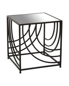 Logan Mirrored Glass Side Table With Open Metal Frame