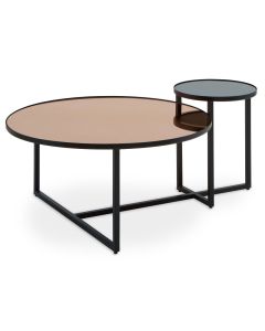Cusco Smoked Mirrored Glass Coffee Table With Black Frame