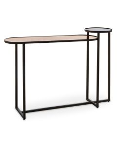 Cercle Smoked Mirror Glass Console Table With Black Frame