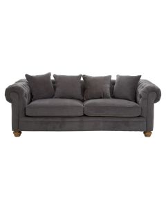Spencer Fabric 3 Seater Sofa In Grey With Wooden Legs