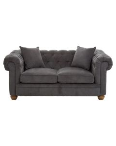 Spencer Fabric 2 Seater Sofa In Grey With Wooden Legs