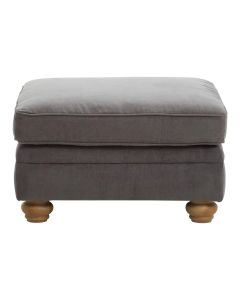 Spencer Fabric Footstool In Grey With Wooden Legs