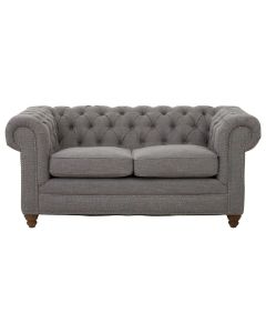 Stella Classic Chesterfield Linen Fabric 2 Seater Sofa In Grey