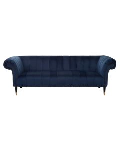 Siena Velvet 3 Seater Sofa In Midnight Blue