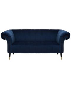 Siena Velvet 2 Seater Sofa In Midnight Blue