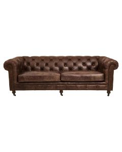Hoxton Cow Leather 3 Seater Sofa In Brown