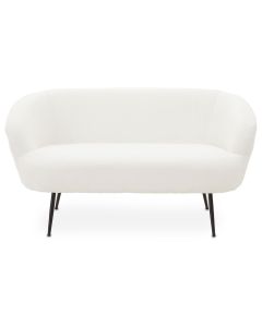 Yazmin Fabric 2 Seater Sofa In Plush White With Black Legs
