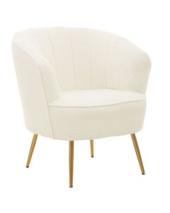 Yazmin Channel Teddy Fabric Upholstered Armchair With Gold Legs