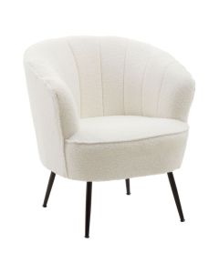 Yazmin Channel Teddy Fabric Upholstered Armchair With Black Legs