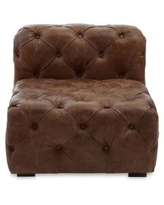Hoxton Tufted Cow Leather Accent Chair In Brown