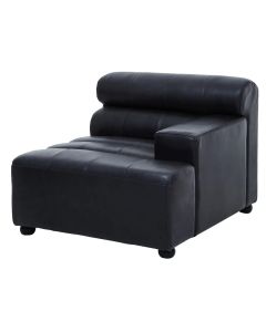 King Left Arm Distressed Leather 1 Seater Sofa In Slate Grey