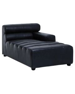 King Left Arm Distressed Leather Chaise In Slate Grey