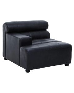 King Right Arm Distressed Leather 1 Seater Sofa In Slate Grey