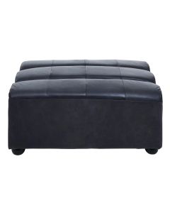King Distressed Leather Ottoman In Slate Grey