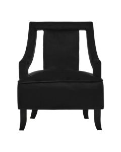 Faye Velvet Bedroom Chair In Black With Wooden Legs