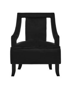 Faye Velvet Bedroom Chair In Black With Wooden Legs
