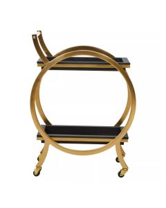 Cardoba Shagreen Two Tier Serving Trolley In Black