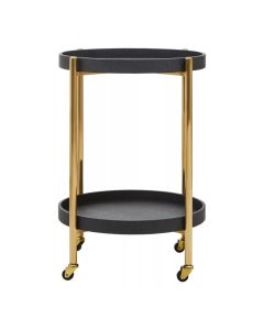 Cardoba Shagreen Two Tier Tray Serving Trolley In Black