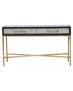 Cadiz Wooden Console Table With 2 Drawers In Grey Faux Shagreen
