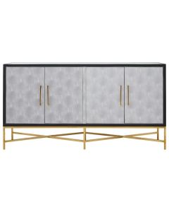 Cadiz Wooden Sideboard With 4 Doors In Grey Faux Shagreen