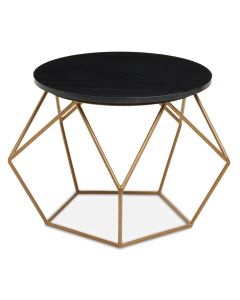 Varana Round Marble Top Coffee Table With Brass Metal Frame