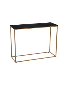 Varana Marble Console Table In Black With Matt Gold Frame