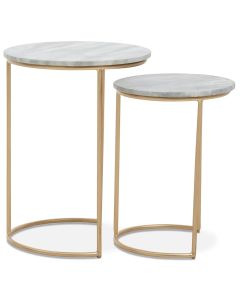 Mandoli Marble Nest Of 2 Side Tables In Natural
