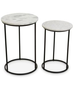 Mandoli Marble Top Nest Of 2 Side Tables In White