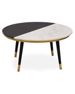 Nirav Assorted Marble Coffee Table In Black With Wooden Frame