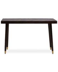 Naro Mango Wood Console Table In Brown With Gold Top Legs