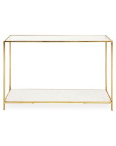 Novi Clear Glass Side Table With Gold Metal Frame