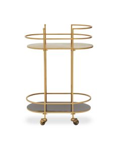 Korba Metal Rolling Drinks Trolley In Gold And Grey