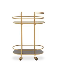 Korba Metal Rolling Drinks Trolley In Gold And Grey