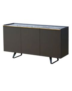 Spezia Marble Top Wooden Sideboard With 3 Doors In Grey