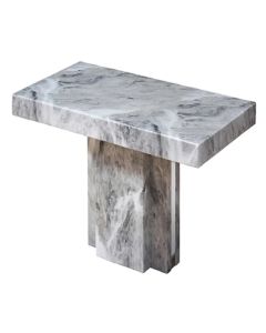Saronno Rectangular Marble Side Table In Grey