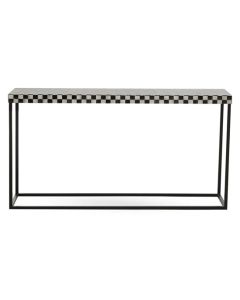 Obra Mother Of Pearl Wooden Console Table In Black And White
