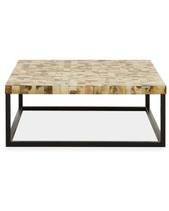 Obra Mother Of Pearl Square Wooden Coffee Table In Cream