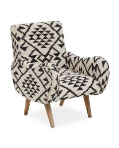 Cefena Berber Style Textile Fabric Armchair In Tribal Motifs