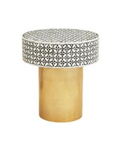 Fusion Round Side Table With Gold Luxe Base