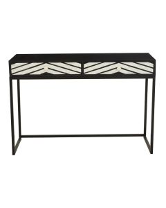 Fusion Wooden Console Table With 2 Drawers With Black Frame