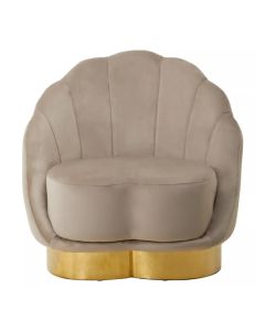 Biarritz Velvet Tub Chair In Mink With Gold Base