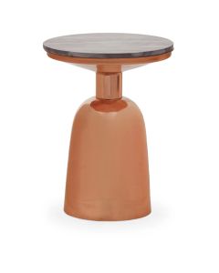 Amira Black Marble Top Side Table With Copper Base