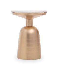 Amira Marble Top Side Table In White With Gold Base