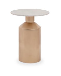 Amira Carrara Marble Top Side Table With Gold Metal Base