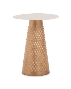 Amira Round White Top Side Table With Gold Base