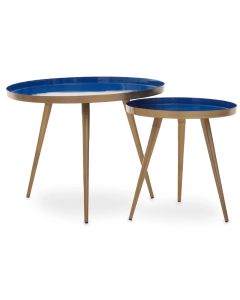 Amira Metal Nest Of 2 Tables In Blue Enamel