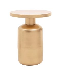 Amira Off White Enamel Top Metal Side Table With Matte Gold Base