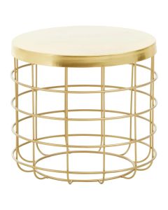Pali Round Aluminium Side Table In Gold With Caged Base